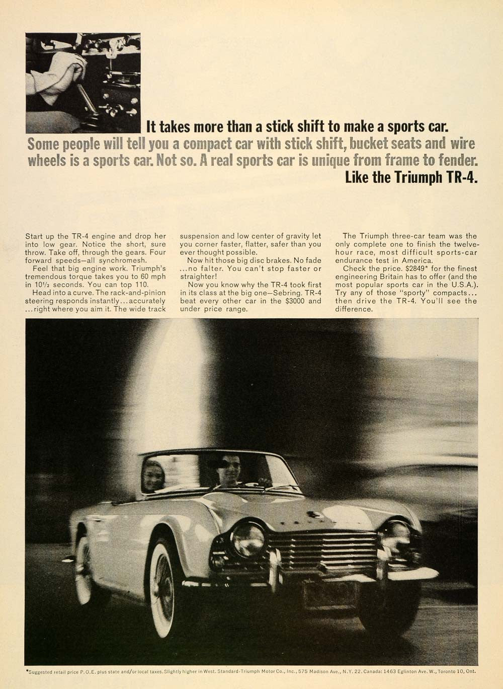 1963 Ad Triumph TR-4 Automobile Sport Convertible Car - ORIGINAL CARS7 - Period Paper
