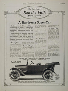 1914 Ad Vintage Reo the Fifth Antique Car Automobile - ORIGINAL ADVERTISING CARS