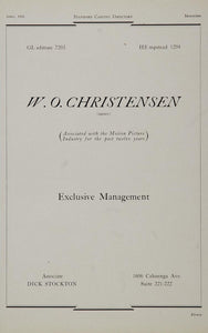 1930 W. O. Christensen Dick Stockton Agency Casting Ad - ORIGINAL CAST2