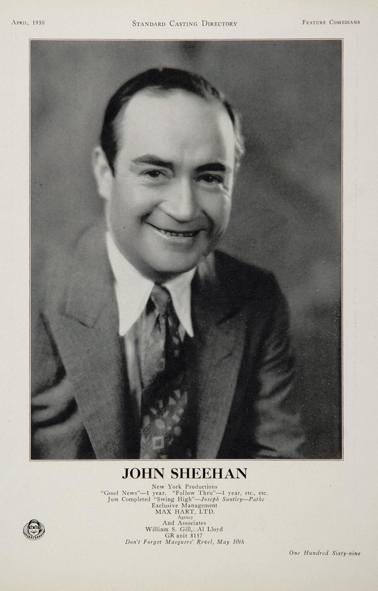 1930 John Sheehan Actor Comedian Movie Casting Ad - ORIGINAL CAST2