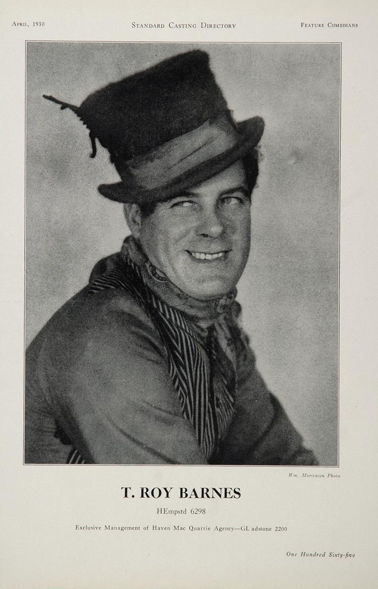 1930 T. Roy Barnes Comedian Actor Movie Film Casting Ad - ORIGINAL CAST2