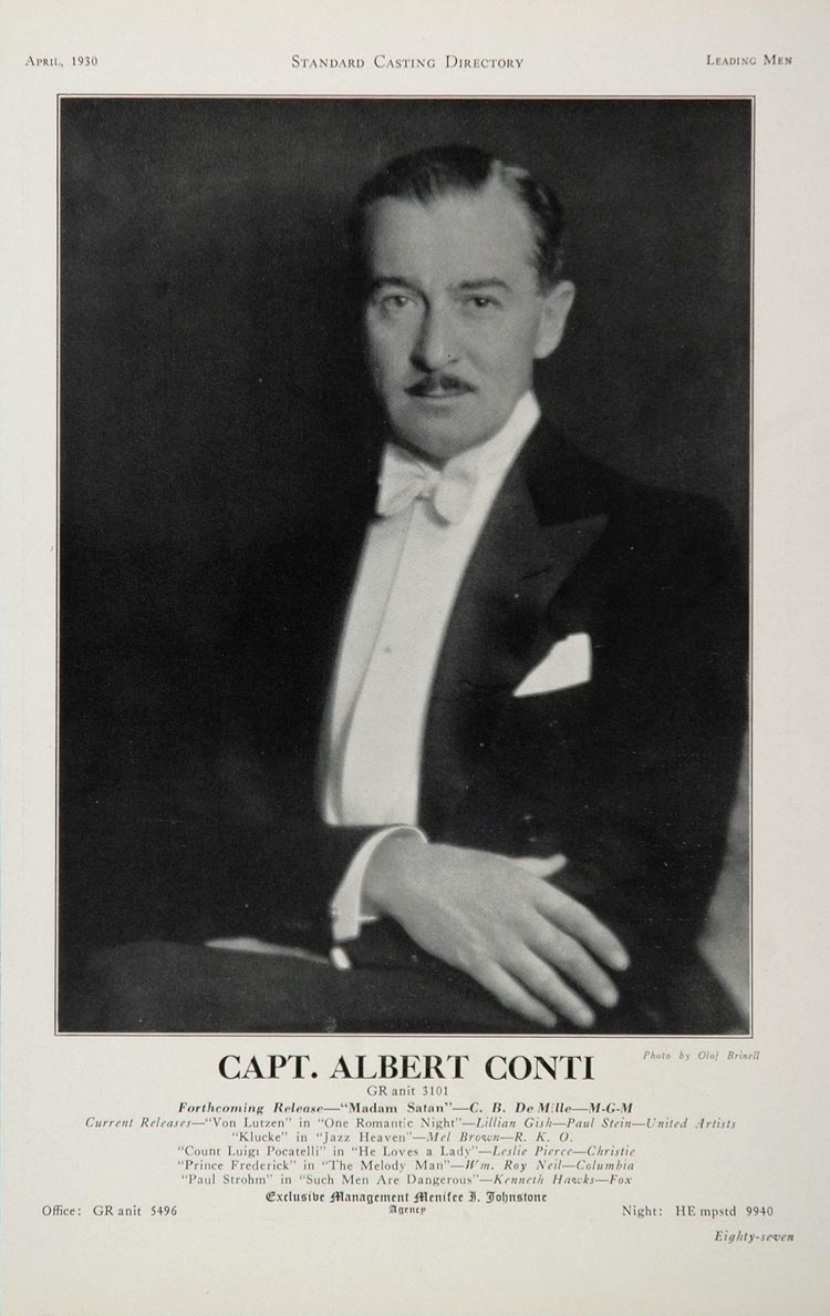 1930 Capt. Albert Conti Movie Film Actor Casting Ad - ORIGINAL CAST2