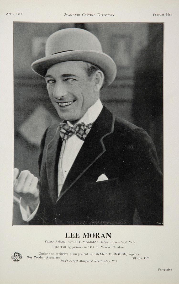 1930 Lee Moran Actor Director Movie Film Casting Ad - ORIGINAL CAST2
