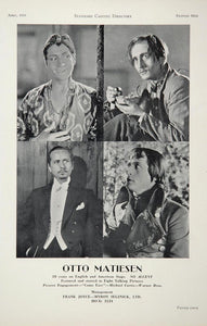 1930 Otto Matiesen Actor Movie Stage Film Casting Ad - ORIGINAL CAST2