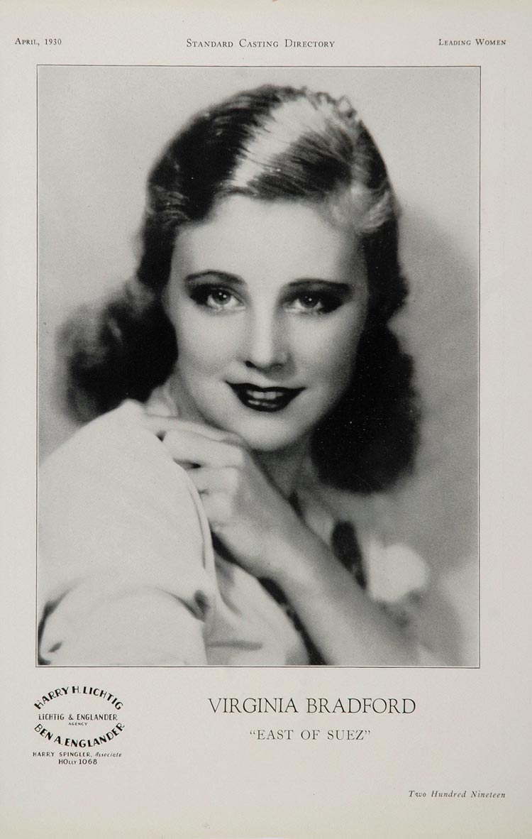 1930 Virginia Bradford Actress Movie Film Casting Ad - ORIGINAL CAST2