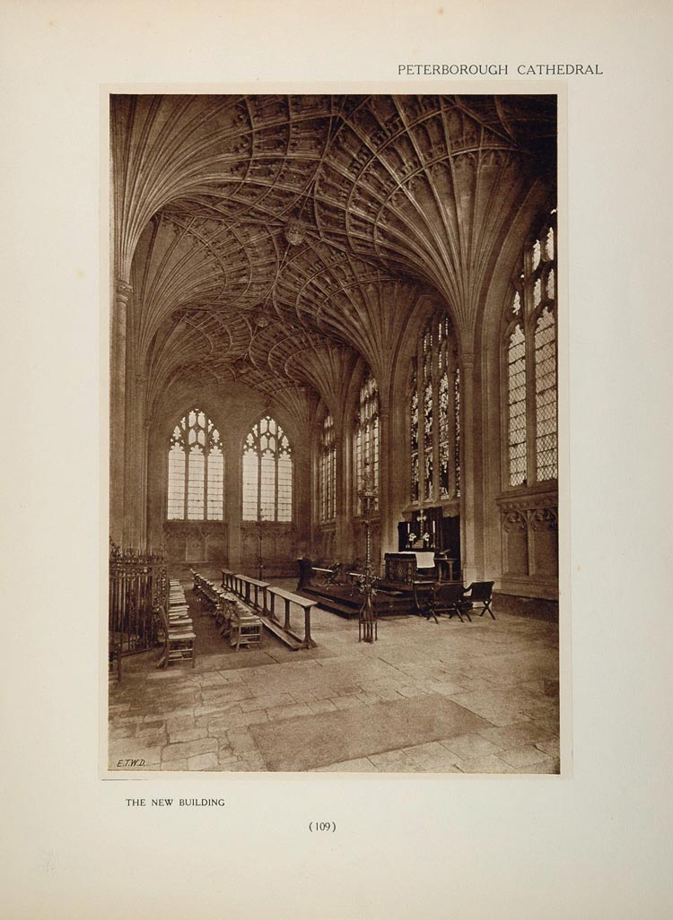 1905 Peterborough Cathedral New Building Interior Print - ORIGINAL CATH