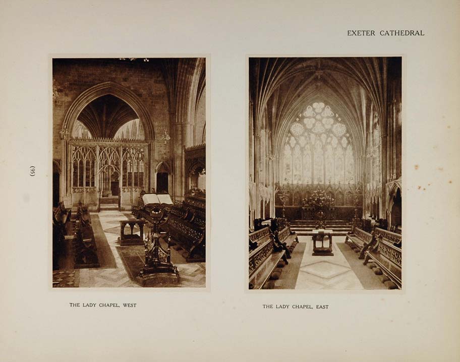 1905 Exeter Cathedral Lady Chapel East West Prints - ORIGINAL CATH