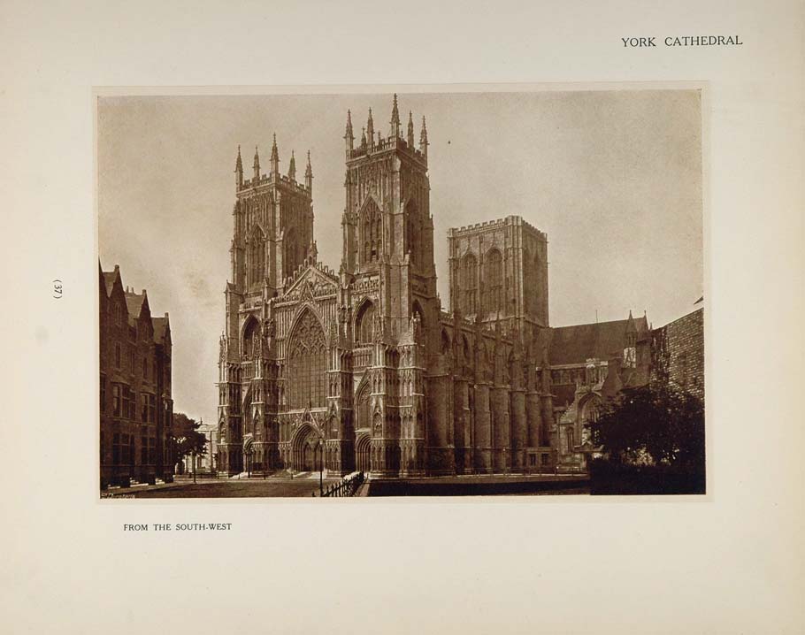 1905 York Cathedral Gothic Architecture Church Print - ORIGINAL CATH