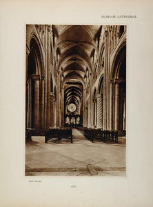 1905 Durham Cathedral Nave Architecure Interior Print - ORIGINAL CATH