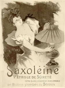 1913 Saxoleine Petrole Surete Jules Cheret Mini Poster - ORIGINAL CB1