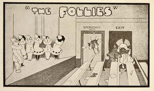 1913 Follies Pierrot Clowns Stage Hassall Mini Poster - ORIGINAL CB1