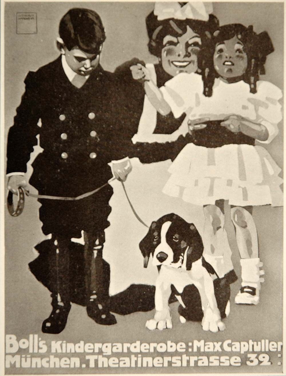 1913 Children Clothes L. Hohlwein Beagle Mini Poster - ORIGINAL CB1