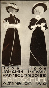 1913 Women Ladies Gloves Ludwig Hohlwein Mini Poster - ORIGINAL CB1