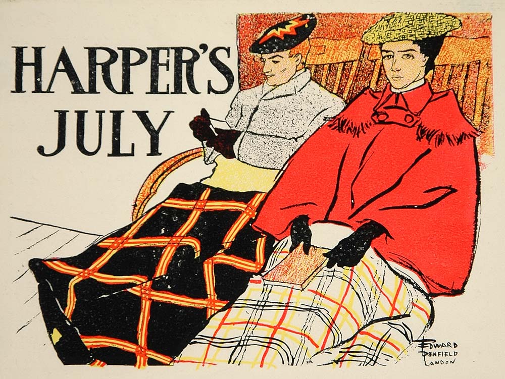 1913 Harper's Deck Chairs Edward Penfield Mini Poster - ORIGINAL CB1