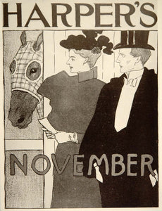 1913 Harper's Horse Stall Edward Penfield Mini Poster - ORIGINAL CB1