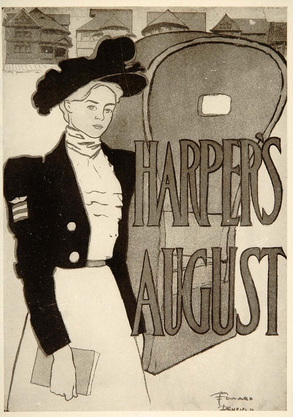1913 Harper's Magazine Aug. Edward Penfield Mini Poster - ORIGINAL CB1