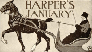 1913 Harper's Horse Sleigh Edward Penfield Mini Poster - ORIGINAL CB1