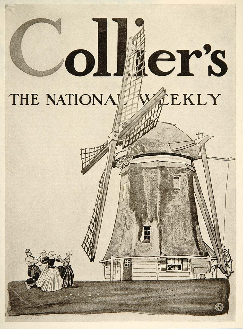 1913 Holland Dance Windmill Edward Penfield Mini Poster - ORIGINAL CB1