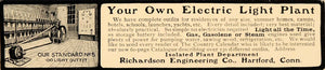 1905 Ad Electric Light Plant Richardson Engineering - ORIGINAL ADVERTISING CC1