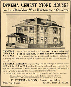 1905 Ad K Dykema & Son Cement Stone House Construction - ORIGINAL CC1