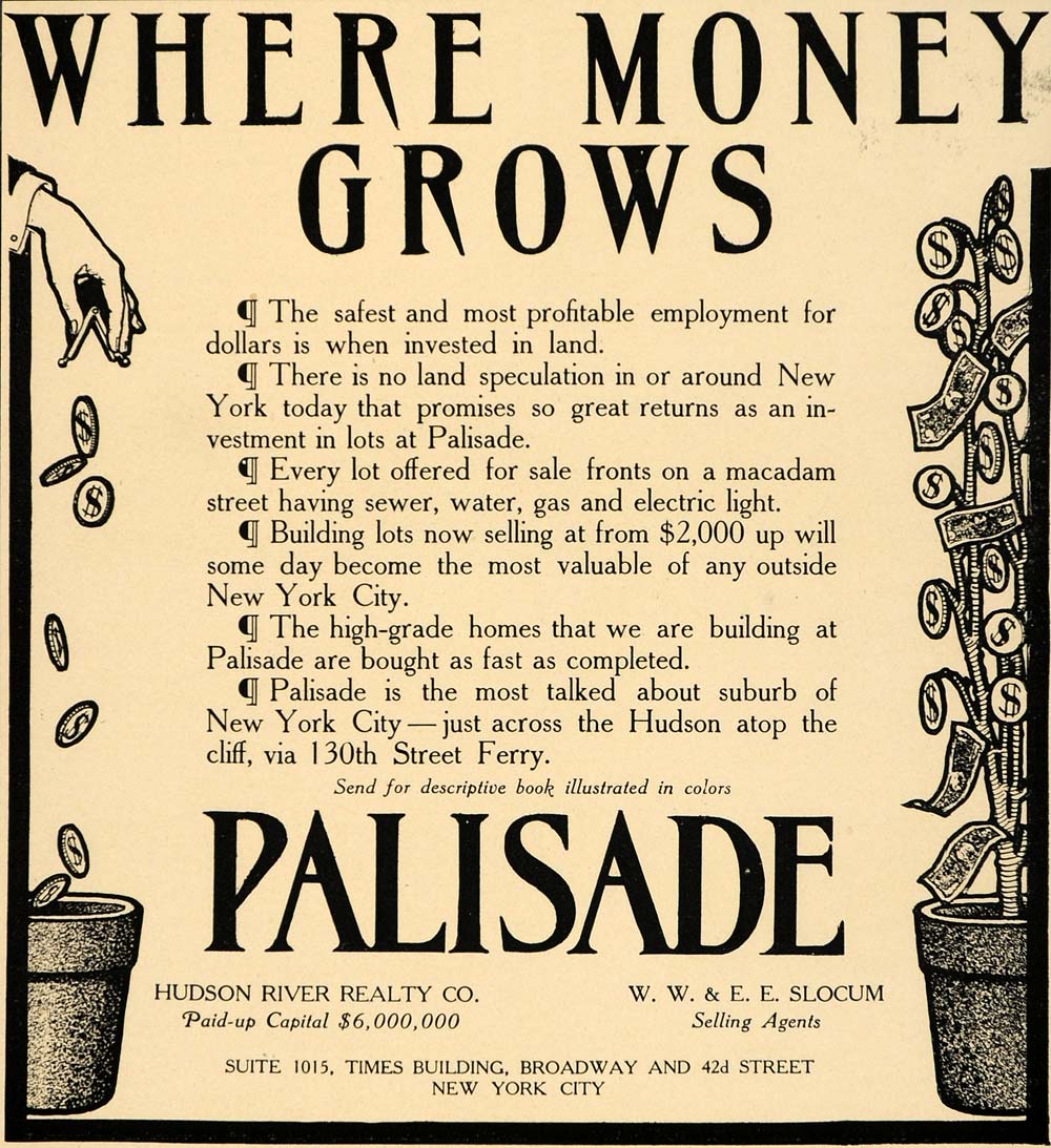 1905 Ad Investment Lots Palisade Hudson River Realty Co - ORIGINAL CC1