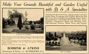 1905 Ad Bobbink & Atkins Nurserymen Florists Rutherford - ORIGINAL CC1