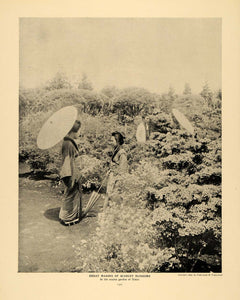 1905 Print Tokyo Azalea Garden Tradt'nl Japanese Girls ORIGINAL HISTORIC CC1