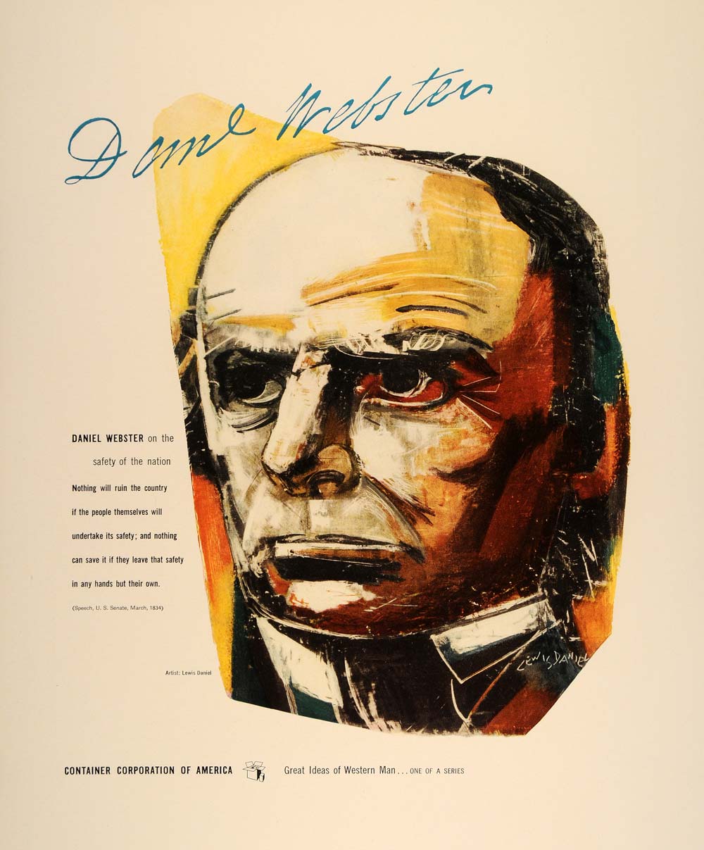 1953 CCA Art Lewis Daniel Webster Portrait Speech Print - ORIGINAL CCA1