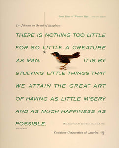 1953 CCA Art Arthur Williams Samuel Johnson Bird Print - ORIGINAL CCA1