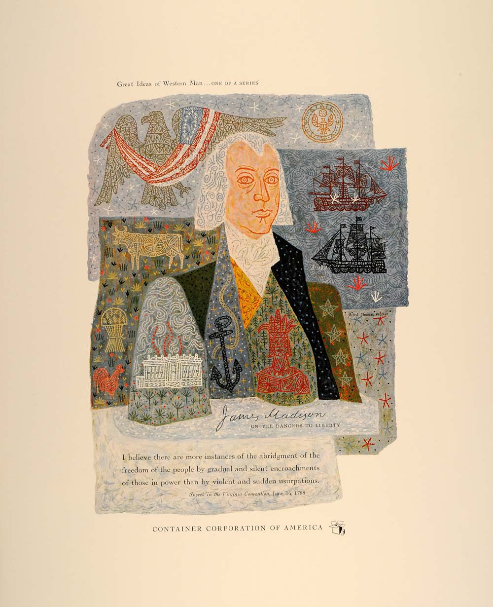 1954 CCA Art Thomas Vroman James Madison Speech Print - ORIGINAL CCA1