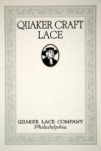 1923 Lithograph AJ Johnson Folk Art Quaker Lace Tablecloth Philadelphia PA CCD1