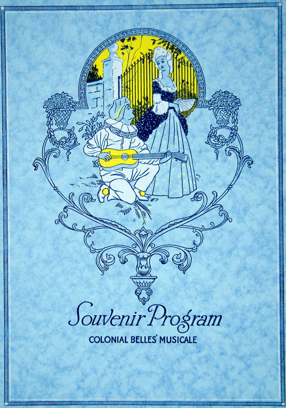 1923 Lithograph Bernard C Crider Art Nouveau Colonial Belles Music Theater CCD1