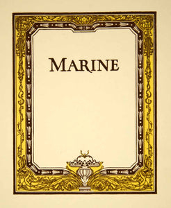 1923 Lithograph Milton E Dill Art Nouveau Marine Graphic Design Border CCD1