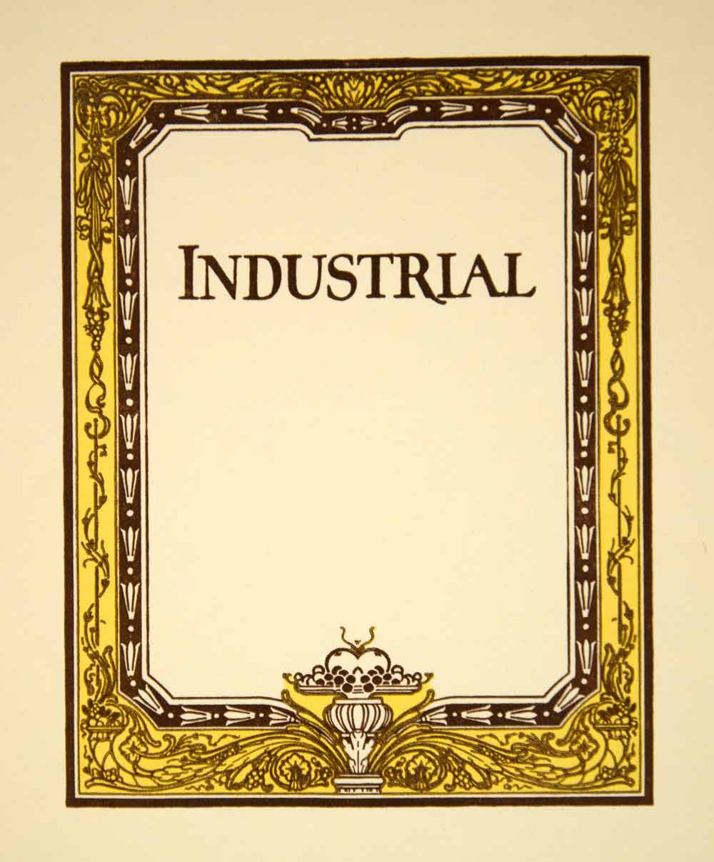 1923 Lithograph Milton E Dill Art Nouveau Industrial Graphic Design Border CCD1