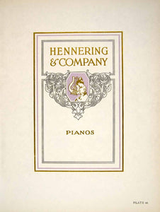 1923 Lithograph Robert Cupit Art Nouveau Hennering Piano Musical Instrument CCD1