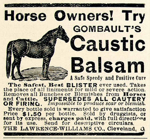 1893 Ad Lawrence-Williams Gombaults Caustic Balsam Horse Ointment Cure CCG1