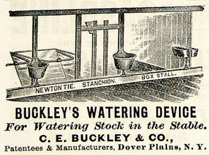 1893 Ad CE Buckley Livestock Watering Device Farm Stable Newton Tie CCG1
