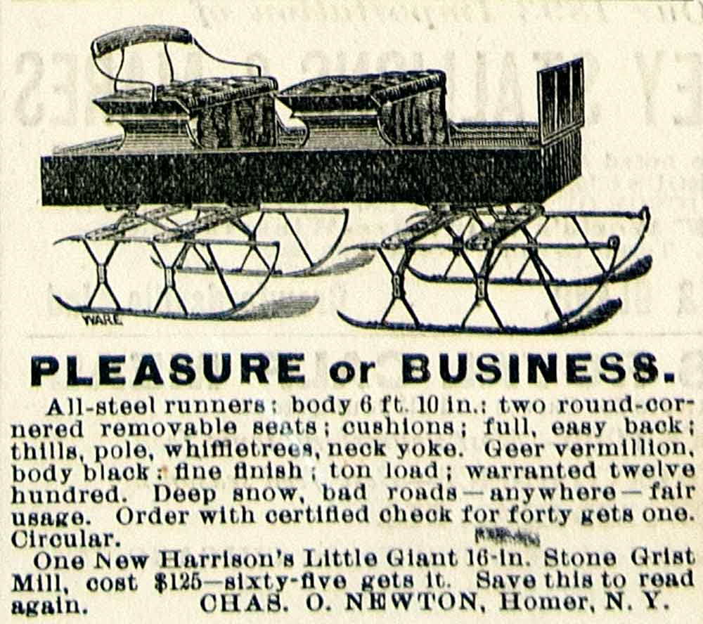 1893 Ad Harrison Little Giant Sleigh Charles Newton Steel Runner CCG1