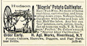 1894 Ad Hudson Bicycle Potato Cultivator Farm Machine Riverhead NY Crop CCG1