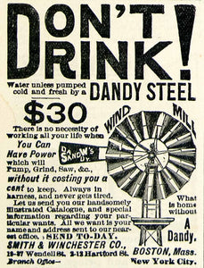 1894 Ad Smith Winchester Dandy Steel Windmill Water Pump 1937 Wendell St CCG1