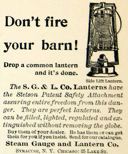 1894 Ad Side Lift Lantern Steam Gauge 25 Lake St Chicago IL Stetson Safety CCG1