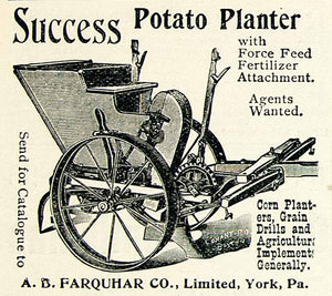 1895 Ad Potato Planter AB Farquhar Force Feed Fertilizer Attachment Farm CCG1