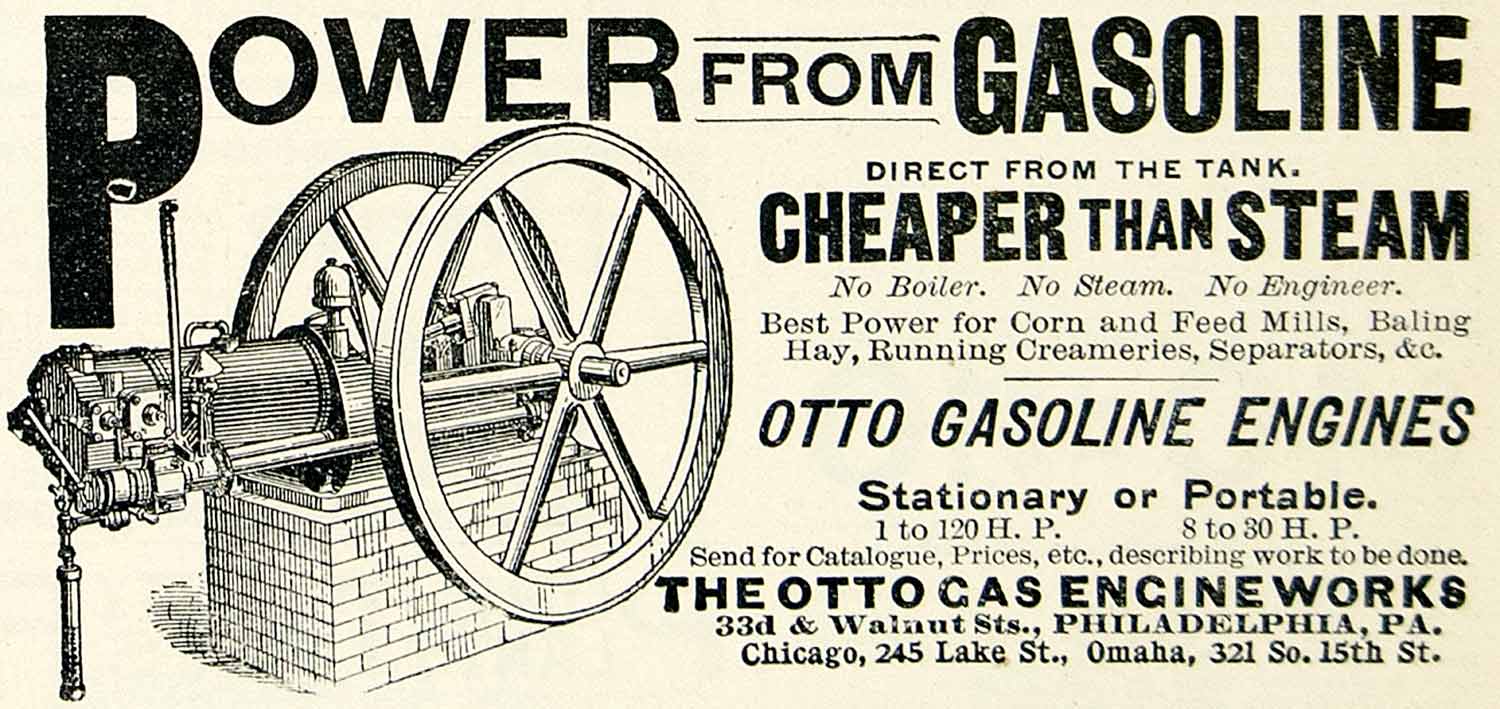 1895 Ad Otto Gasoline Engine Corn Feed Mill Power Farm 245 Lake St Chicago CCG1