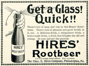 1895 Ad Charles E Hires Root Beer Carbonated Soft Drink Beverage Glass CCG1