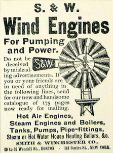 1895 Ad Smith Winchester Wind Mill Engine Water Pump 141 Center St NY CCG1