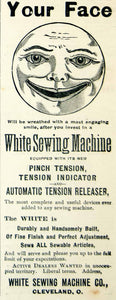 1896 Ad Moon Face Smile White Sewing Machine Cleveland OH Household CCG1
