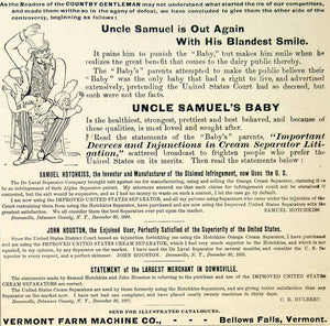 1896 Ad Vermont Farm Machine Uncle Sam De Laval Cream Separator Baby Dairy CCG1