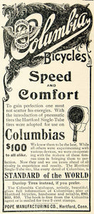 1896 Ad Columbia Bicycles Hartford CT Speed Comfort Pneumatic Single Tube CCG1
