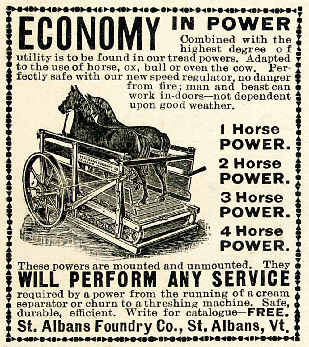 1896 Ad St Albans Foundry Horse Tread Power Cream Separator Threshing CCG1
