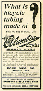 1896 Ad Columbia Bicycle Single Tube Tires Pope Hartford CT Transportation CCG1